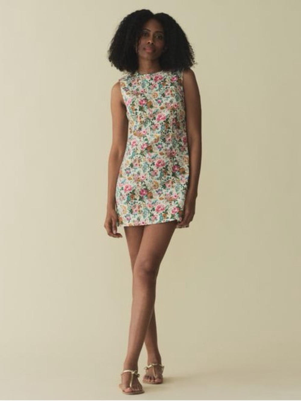 Doen Adele Floral Print Cotton Poplin Mini Shift Dress Size 12